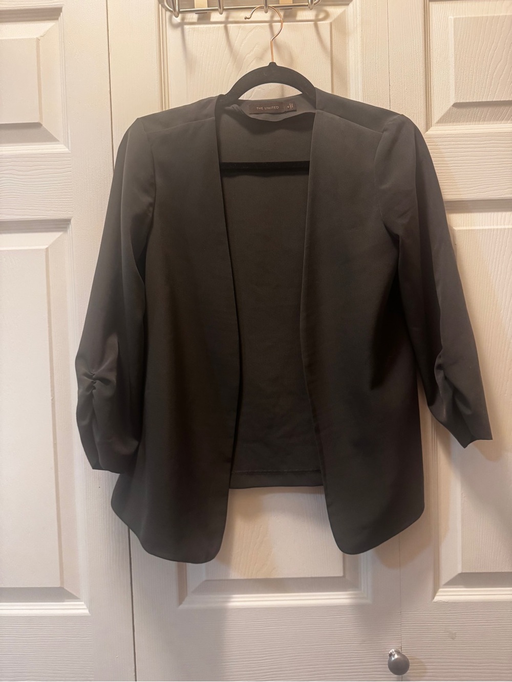 The Limited Black Open-Front 3/4 Sleeve Blazer Jacket